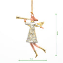 Kleiner Engel mit Fanfare mini Weihnachten Deko Hänger Christbaumschmuck 8 cm silber gold