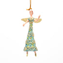 Kleiner Engel mit langem Kleid Musikengel mini Weihnachten Deko Hänger Christbaumschmuck 8 cm türkis-grün