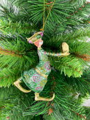 Christbaumschmuck Figur Wesir Geschenk Hänger Baumschmuck grün-rosa-gold 13 cm