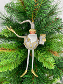 Christbaumschmuck Figur Weihnachtsmann Hänger Baumschmuck silber 18 cm