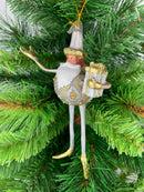 Christbaumschmuck Figur Weihnachtsmann Hänger Baumschmuck silber 18 cm