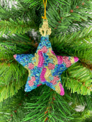 Christbaumschmuck Baumschmuck Stern Weihnachtsbaum Weihnachten Hänger Ranken grün-blau-pink 9cm