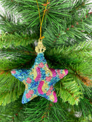 Christbaumschmuck Baumschmuck Stern Weihnachtsbaum Weihnachten Hänger Ranken grün-blau-pink 9cm