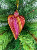 Figur Deko Herz schmal rot-pink-gold gestreift Hänger Ostern Frühling Weihnachten