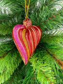 Figur Deko Herz schmal rot-pink-gold gestreift Hänger Ostern Frühling Weihnachten