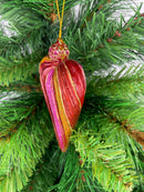 Figur Deko Herz schmal rot-pink-gold gestreift Hänger Ostern Frühling Weihnachten