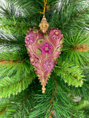 Deko Herz schmal 14cm weinrot-blumig Ostern Frühling Weihnachten