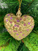 Hänger Christbaumschmuck Figur Deko Herz breit gold Ranken Weihnachten Handarbeit 10,5cm hoch