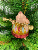 Christbaumschmuck Figur Schwein Sportler fitnessstudio handbemalt Weihnachten Baumschmuck Deko Hänger Christbaumschmuck 11 cm (Gold-rot)
