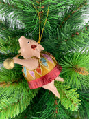 Christbaumschmuck Figur Schwein Sportler fitnessstudio handbemalt Weihnachten Baumschmuck Deko Hänger Christbaumschmuck 11 cm (Gold-rot)