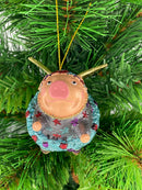 Christbaumschmuck Figur "Schwein mit Flügeln" Hänger blau-rot-lila-gold Weihnachten 10cm