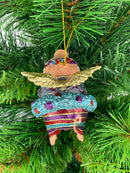 Christbaumschmuck Figur "Schwein mit Flügeln" Hänger blau-rot-lila-gold Weihnachten 10cm