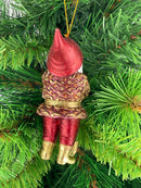Hänger Christbaumschmuck Figur Gartenzwerg mit Schaufel in rot-gold 12 cm