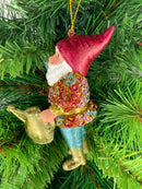 Hänger Baumschmuck Figur Gartenzwerg mit Gießkanne Ostern Frühling Weihnachten 12 cm