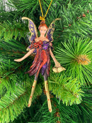 Hänger Baumschmuck Figur Schmetterlingselfe Fee violett-rot-gold Ostern Frühling Weihnachten 12,5 cm
