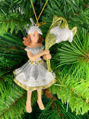 Figur Blumenkind Blumenmädchen Baumschmuck Elfe weiß Ostern Frühling Weihnachten