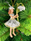 Figur Blumenkind Blumenmädchen Baumschmuck Elfe weiß Ostern Frühling Weihnachten