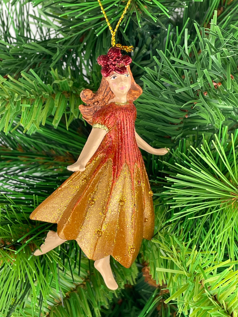 Figur Blumenkind Blumenmädchen Baumschmuck Elfe kupfer Ostern Frühling