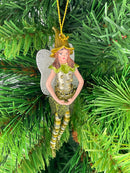 Figur Schmetterling Elfe Mädchen Fee silber-grün 12cm Ostern Frühling Weihnachten Hänger Baumschmuck