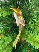 Figur Schmetterling Elfe Mädchen Fee silber-grün 12cm Ostern Frühling Weihnachten Hänger Baumschmuck