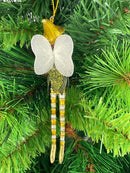 Figur Schmetterling Elfe Mädchen Fee silber-grün 12cm Ostern Frühling Weihnachten Hänger Baumschmuck
