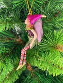 Figur Elfe Fee lila-pink-grün 12cm Schmetterling Ostern Frühling Weihnachten  Hänger Baumschmuck