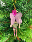 Figur Elfe Fee lila-pink-grün 12cm Schmetterling Ostern Frühling Weihnachten  Hänger Baumschmuck