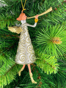 Christbaumschmuck Figur Engel mit Fanfare silber gold Hänger Baumschmuck 15cm