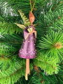 Christbaumschmuck Figur Engel mit Baum violett-grün Hänger Baumschmuck 15cm