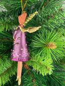 Christbaumschmuck Figur Engel mit Baum violett-grün Hänger Baumschmuck 15cm