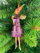 Christbaumschmuck Figur Engel mit Baum violett-grün Hänger Baumschmuck 15cm