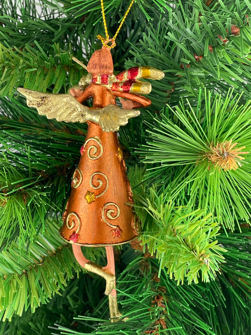 Christbaumschmuck Figur Engel mit Geige kupfer Hänger Baumschmuck 15cm