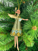 Christbaumschmuck Figur Engel mit Stern grün Hänger Baumschmuck 15cm