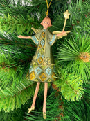 Christbaumschmuck Figur Engel mit Stern grün Hänger Baumschmuck 15cm