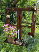 Dekofenster Fenster mit Kette Metall Garten Dekoration Rost verrostet zum Stellen oder Hängen H/B/T: 60x52x10 cm