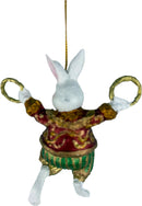 Hase mit zwei Ringen rot grün gold Deko Hänger Ostern handbemalt Baumschmuck 12 cm