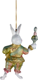 Hase mit Stock gold pastellblau rosa Deko Hänger Ostern handbemalt Baumschmuck 13 cm
