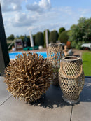 Bambuslaterne Laterne Kerzenhalter Garten Outdoor Indoor mit Glas und Kordel in drei Größen