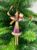 Christbaumschmuck Engel lila-weiß mit Stern und Geschenken Baumschmuck 15cm hoch