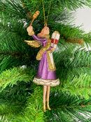 Christbaumschmuck Engel lila-weiß mit Stern und Geschenken Baumschmuck 15cm hoch