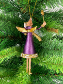 Christbaumschmuck Engel lila-weiß mit Stern und Geschenken Baumschmuck 15cm hoch