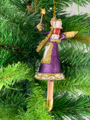 Christbaumschmuck Engel lila-weiß mit Stern und Geschenken Baumschmuck 15cm hoch