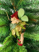 Pummelelfe Baumschmuck Figur "Dicke Elfe" Fee grün-gold Hänger Ostern Frühling Weihnachten 15cm