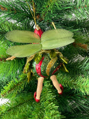 Pummelelfe Baumschmuck Figur "Dicke Elfe" Fee grün-gold Hänger Ostern Frühling Weihnachten 15cm