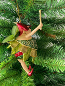 Pummelelfe Baumschmuck Figur "Dicke Elfe" Fee grün-gold Hänger Ostern Frühling Weihnachten 15cm