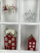 Haus Keramikhaus Keramik Windlicht Dekoration Häuschen Weihnachten dunkelrot/braun in zwei Größen