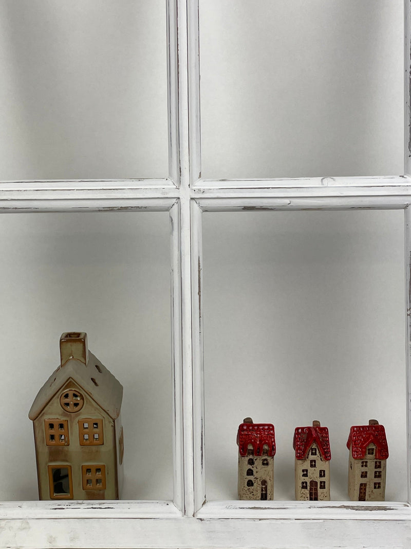 3-er Set Haus Keramikhaus Keramik Dekoration Häuschen Weihnachten rot/braun B/T/H: 3 x 3 x 7,5cm