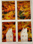 Haus Keramikhaus Keramik Dekoration Häuschen Windlicht Weihnachten weiß B/T/H: 9,5 x 7 x 18cm