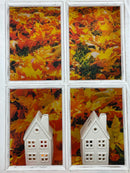 Haus Keramikhaus Keramik Dekoration Häuschen Windlicht Weihnachten weiß B/T/H: 9,5 x 7 x 18cm