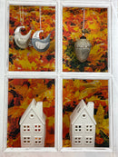 Haus Keramikhaus Keramik Dekoration Häuschen Windlicht Weihnachten weiß B/T/H: 9,5 x 7 x 18cm